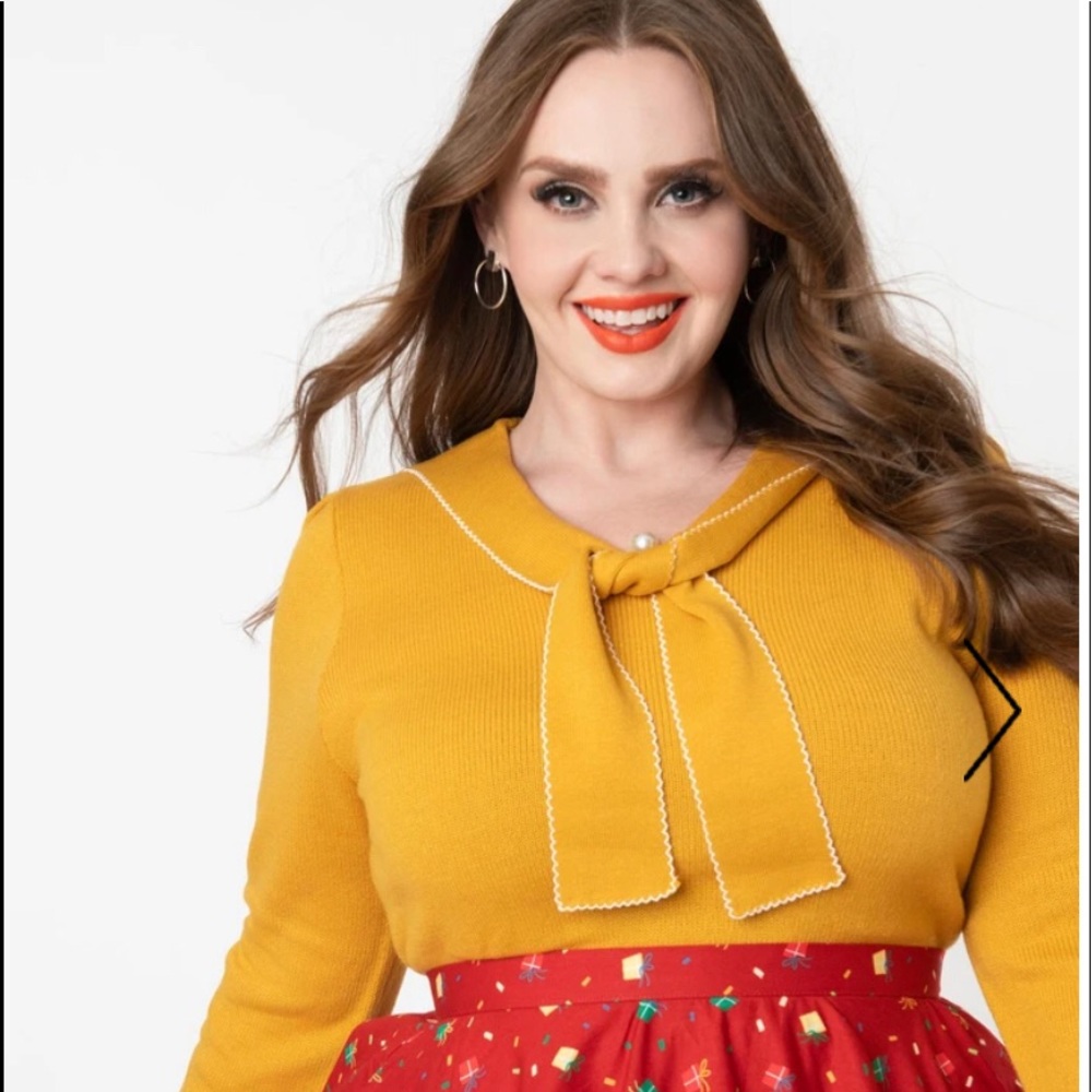 Hell Bunny mustard sailor bow Connie sweater